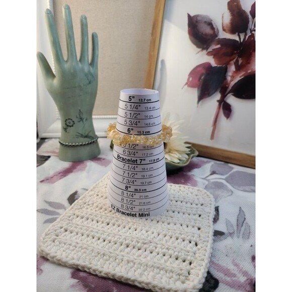 Natural Citrine Gemstone Bracelet | Yellow Crystal Chips | Stretch Jewelry - Picture 5 of 7